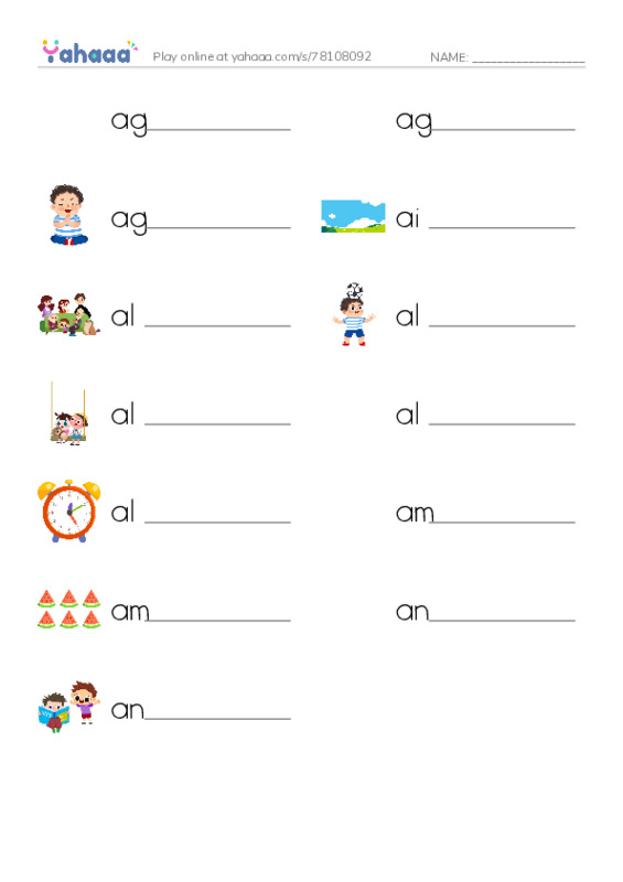 1000 basic English words: A 2 PDF worksheet writing row