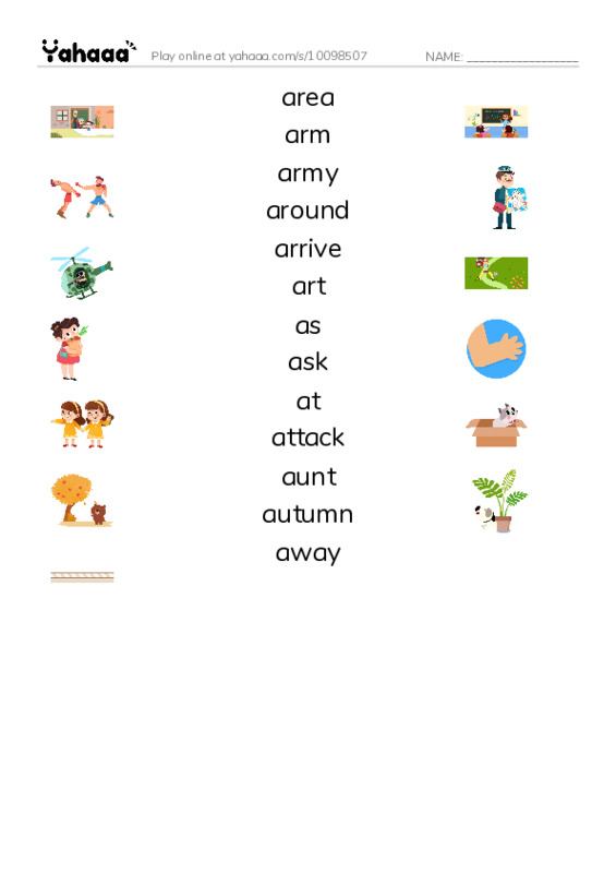 1000 basic English words: A 4 PDF three columns match words