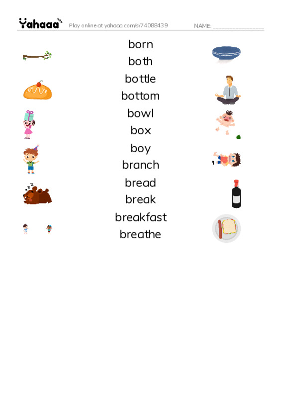 1000 basic English words: B 5 PDF three columns match words