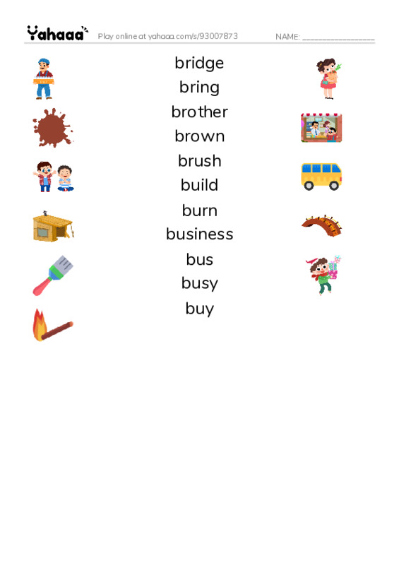 1000 basic English words: B 6 PDF three columns match words