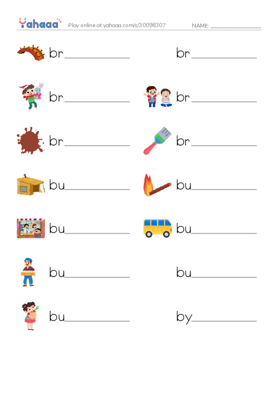 1000 basic English words: B 6 PDF worksheet writing row