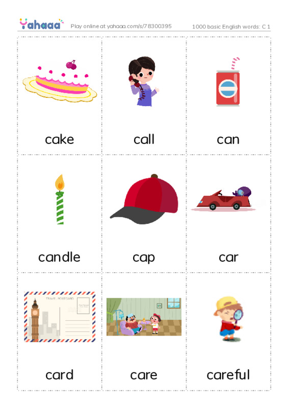 1000 basic English words: C 1 PDF flaschards with images