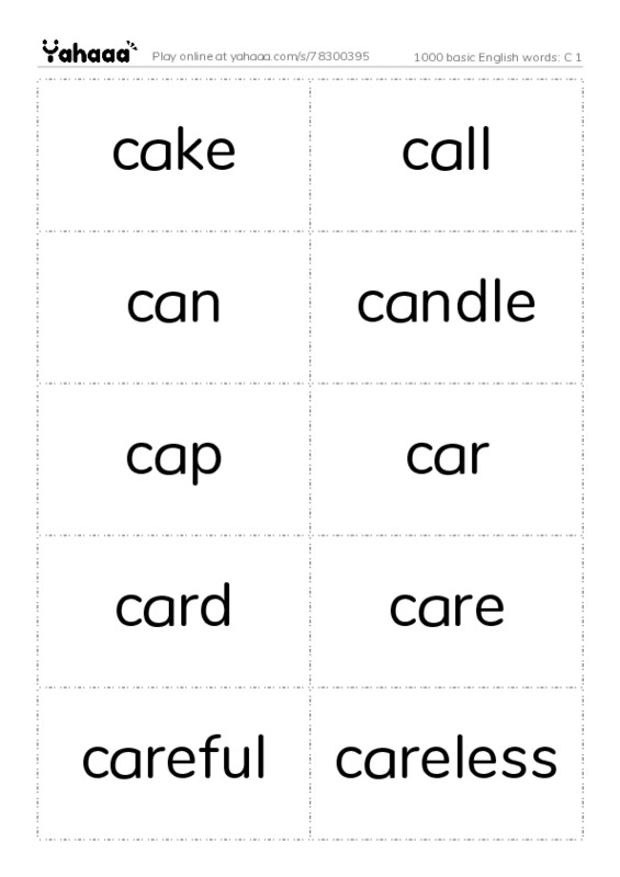 1000 basic English words: C 1 PDF two columns flashcards