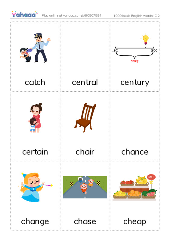 1000 basic English words: C 2 PDF flaschards with images