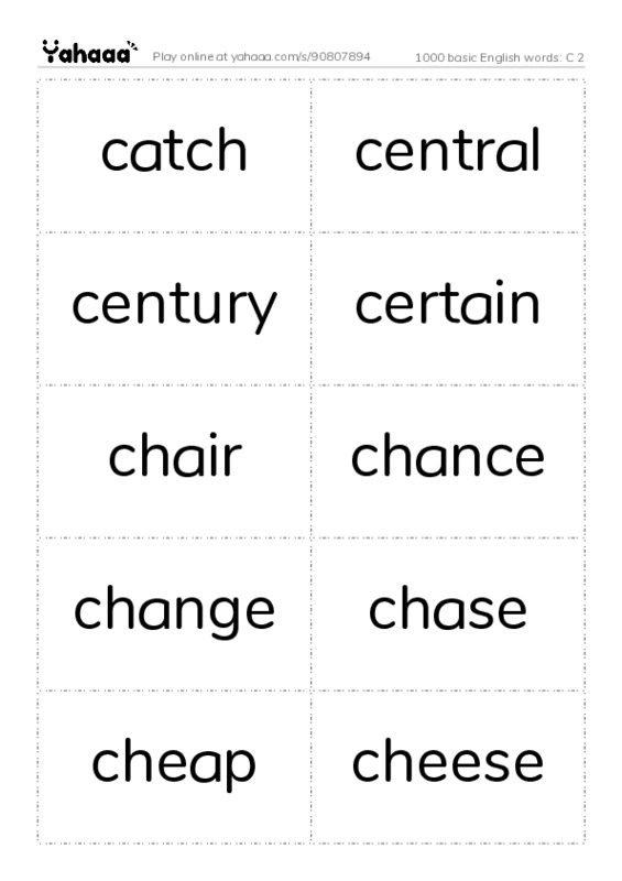 1000 basic English words: C 2 PDF two columns flashcards