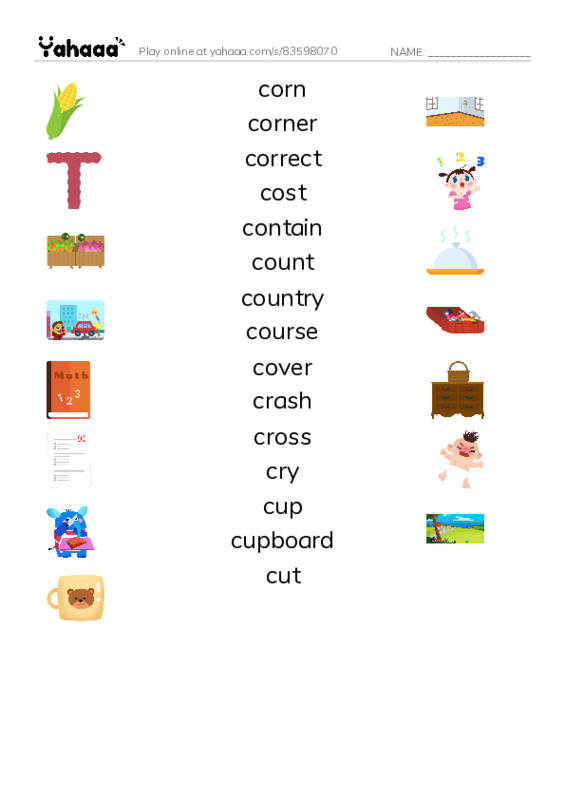 1000 basic English words: C 6 PDF three columns match words