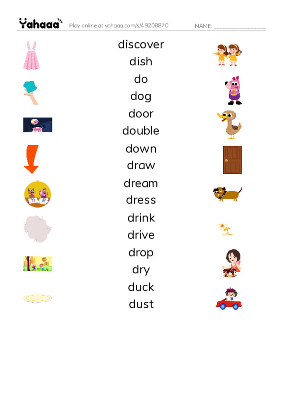 1000 basic English words: D 3 PDF three columns match words