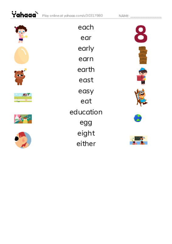 1000 basic English words: E 1 PDF three columns match words