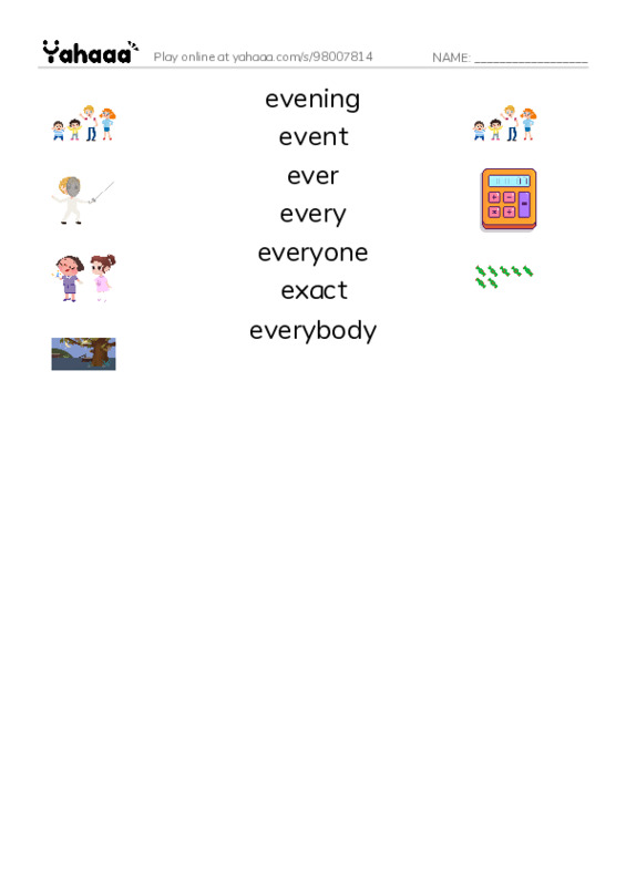 1000 basic English words: E 3 PDF three columns match words