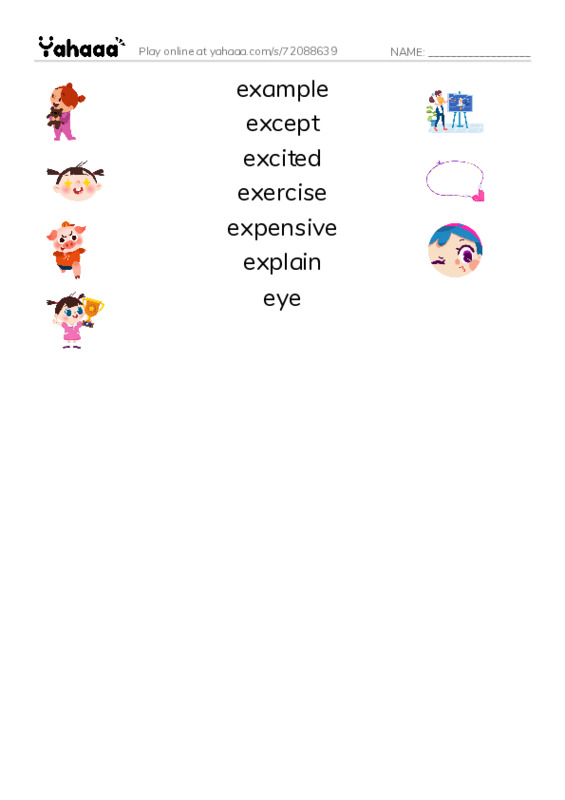 1000 basic English words: E 4 PDF three columns match words