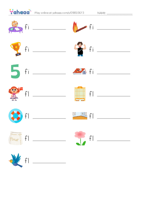 1000 basic English words: F 3 PDF worksheet writing row