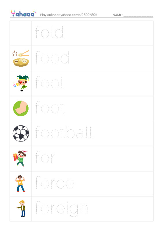 1000 basic English words: F 4 PDF one column image words