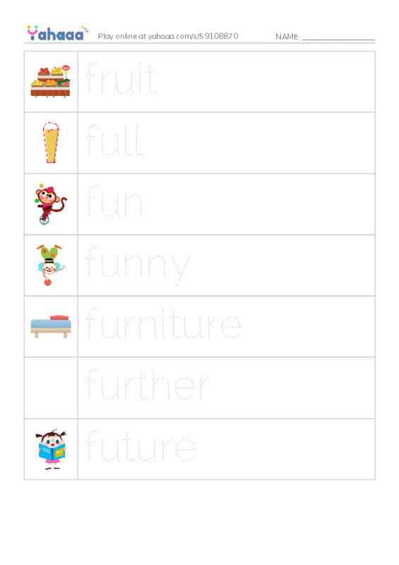 1000 basic English words: F 6 PDF one column image words