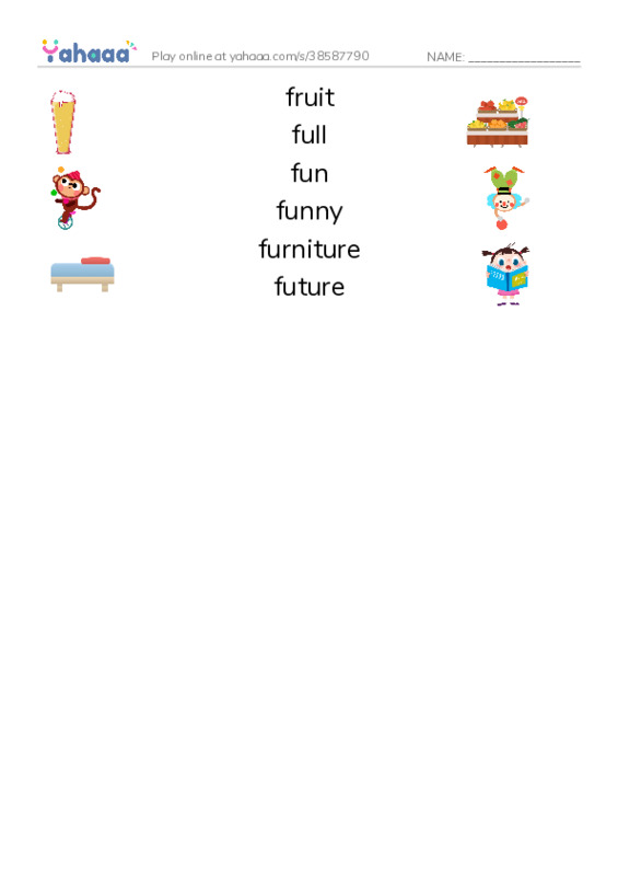 1000 basic English words: F 6 PDF three columns match words