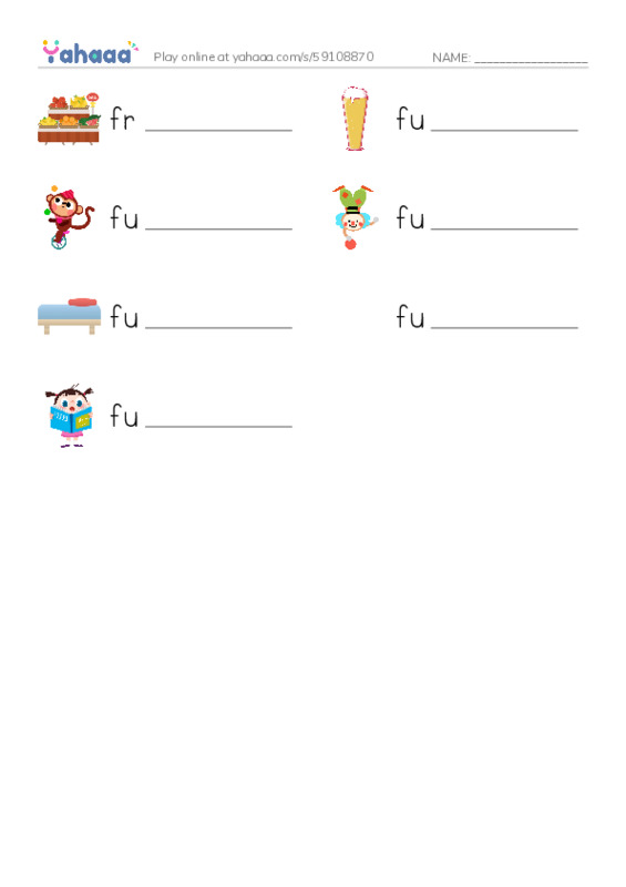 1000 basic English words: F 6 PDF worksheet writing row