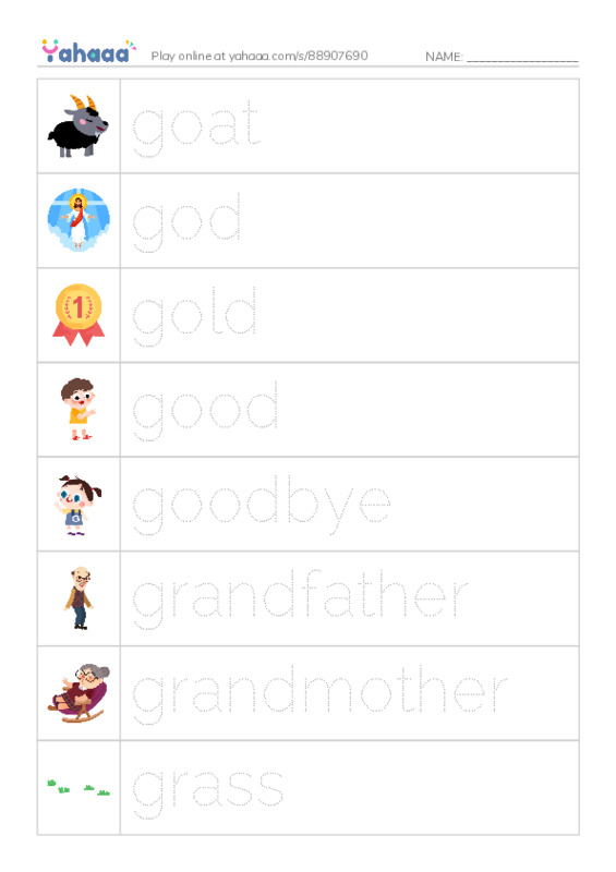 1000 basic English words: G 2 PDF one column image words