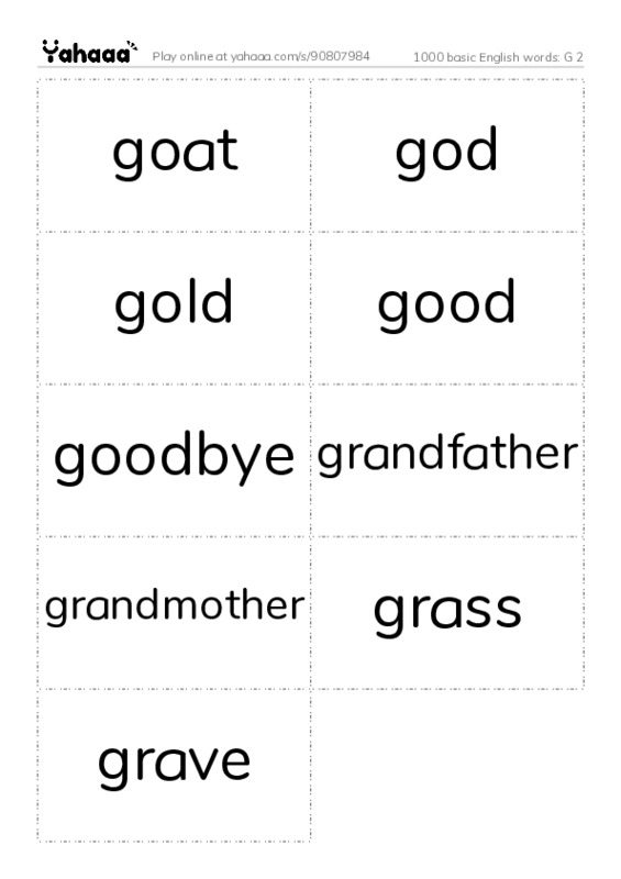 1000 basic English words: G 2 PDF two columns flashcards