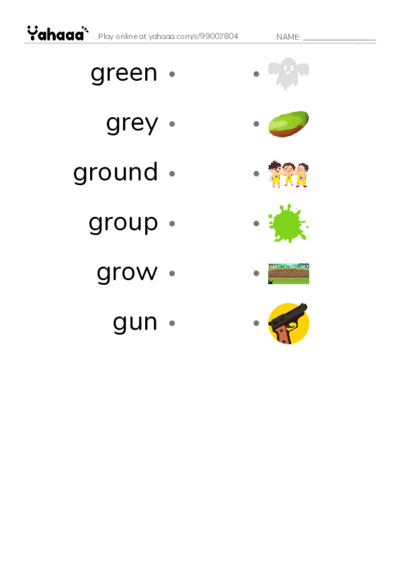 1000 basic English words: G 3 PDF link match words worksheet