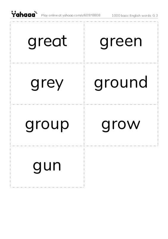 1000 basic English words: G 3 PDF two columns flashcards