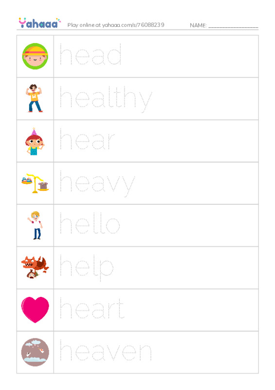 1000 basic English words: H 2 PDF one column image words