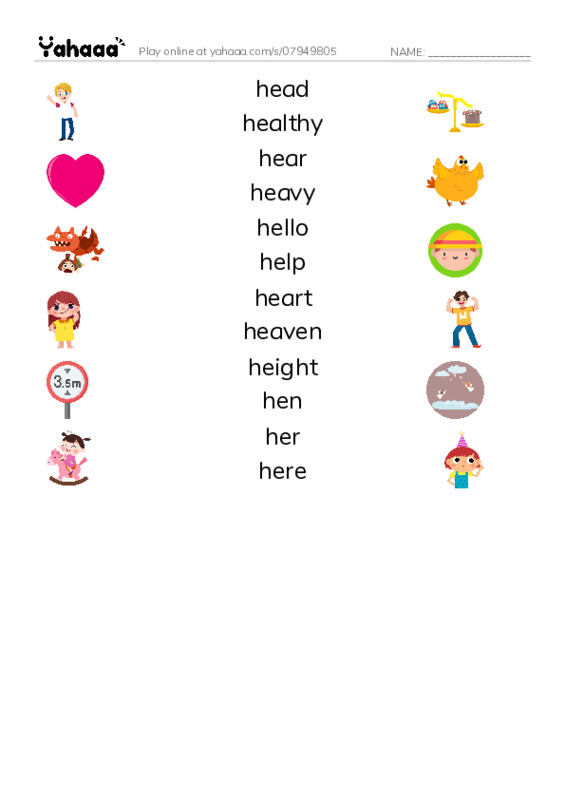 1000 basic English words: H 2 PDF three columns match words