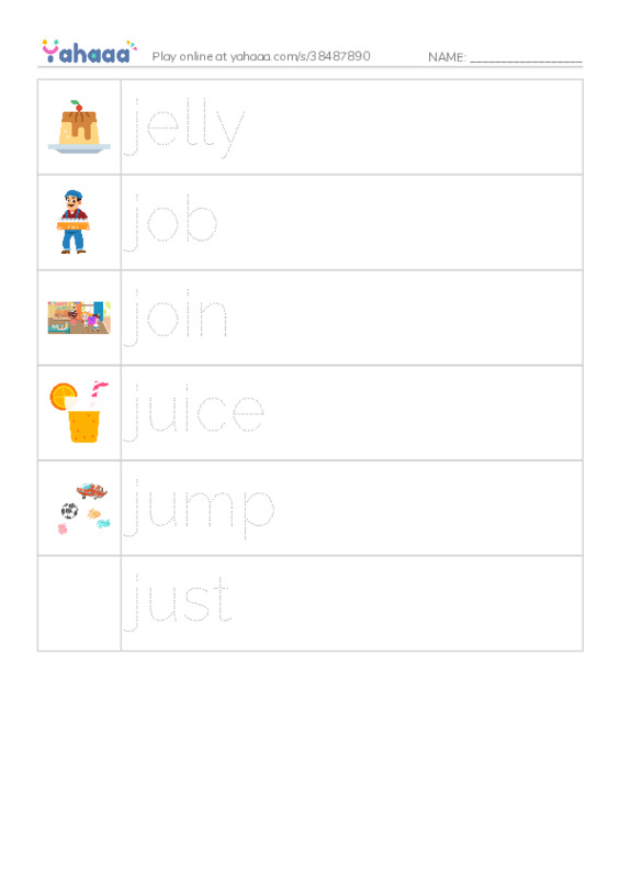 1000 basic English words: J PDF one column image words