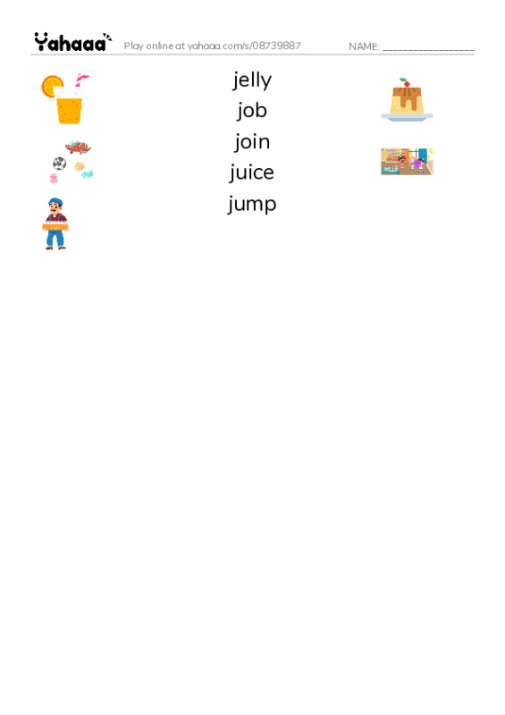 1000 basic English words: J PDF three columns match words