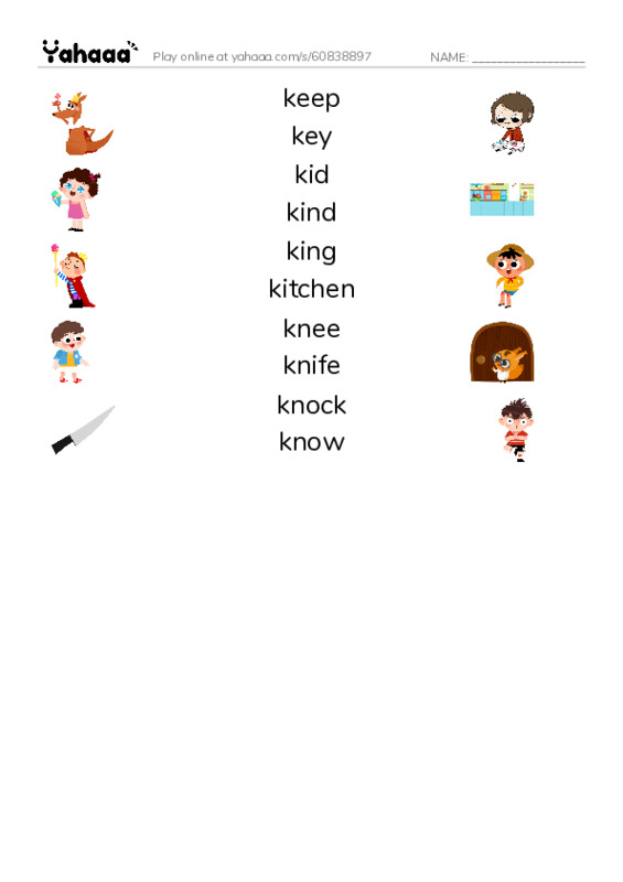 1000 basic English words: K PDF three columns match words