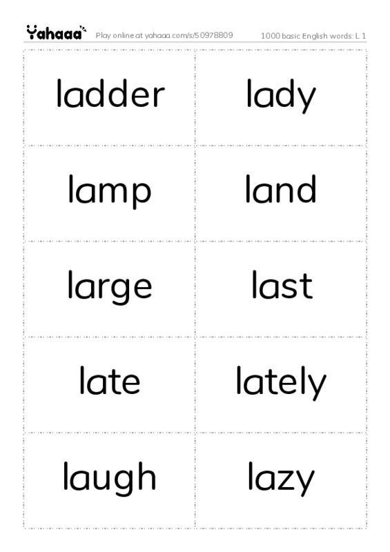 1000 basic English words: L 1 PDF two columns flashcards