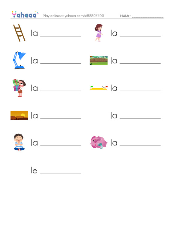1000 basic English words: L 1 PDF worksheet writing row