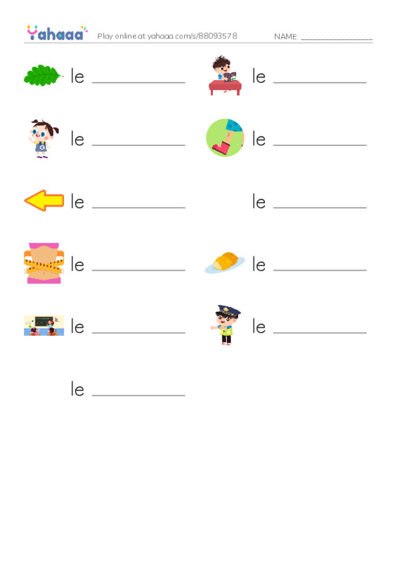 1000 basic English words: L 2 PDF worksheet writing row