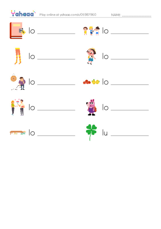 1000 basic English words: L 4 PDF worksheet writing row