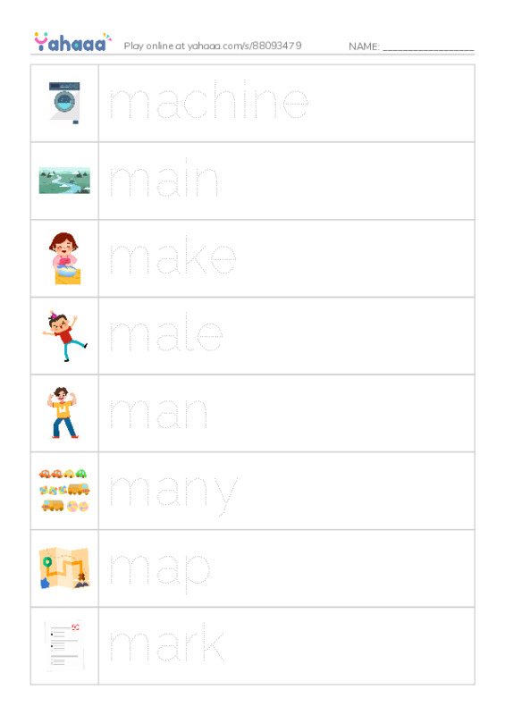 1000 basic English words: M 1 PDF one column image words