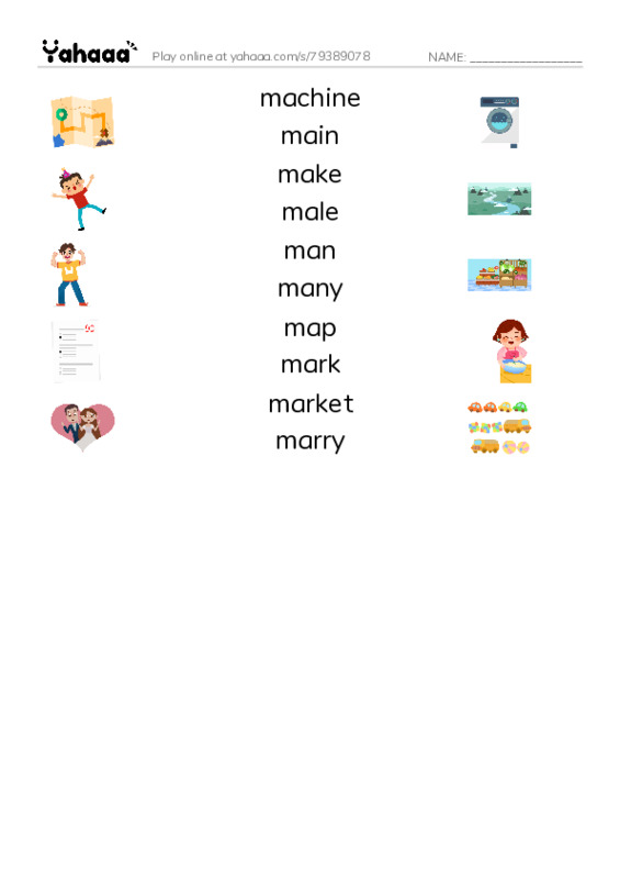 1000 basic English words: M 1 PDF three columns match words
