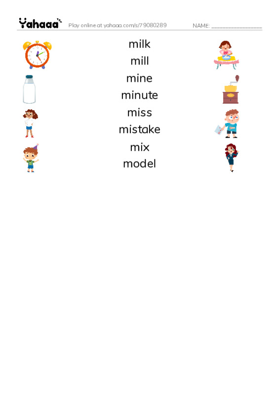 1000 basic English words: M 3 PDF three columns match words