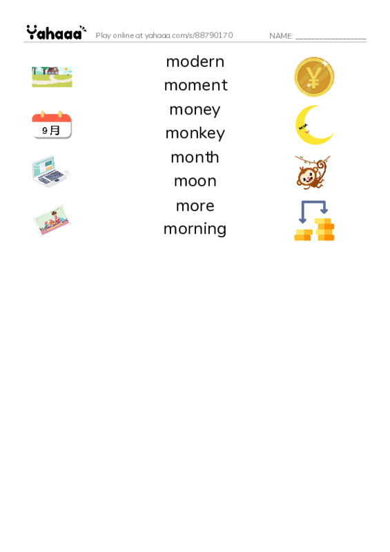 1000 basic English words: M 4 PDF three columns match words