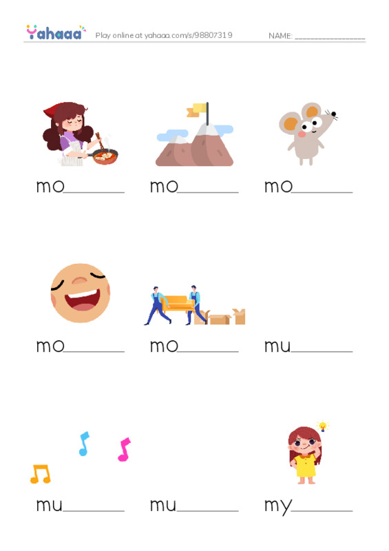 1000 basic English words: M 5 PDF worksheet to fill in words gaps
