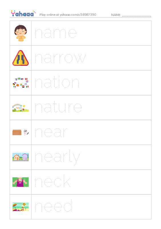 1000 basic English words: N 1 PDF one column image words