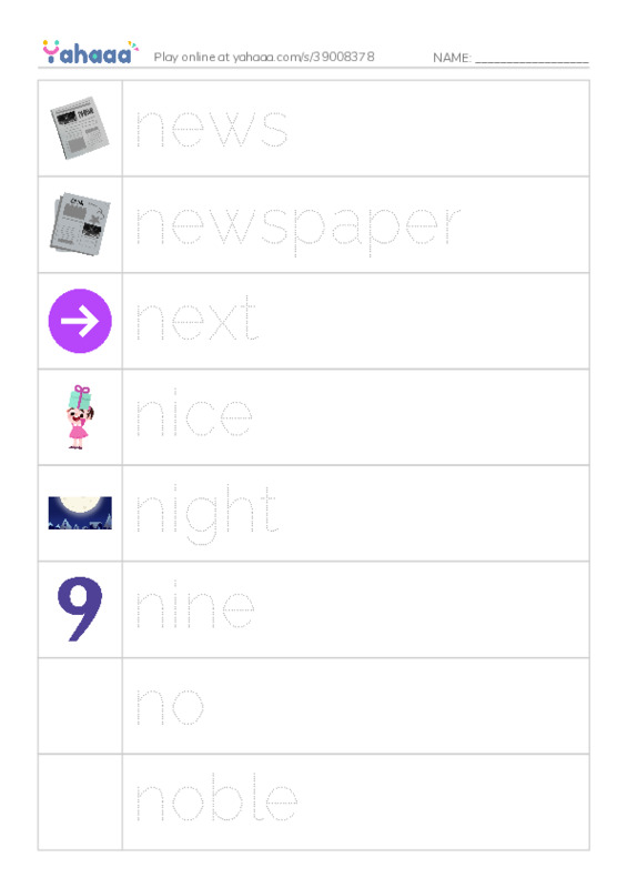 1000 basic English words: N 2 PDF one column image words