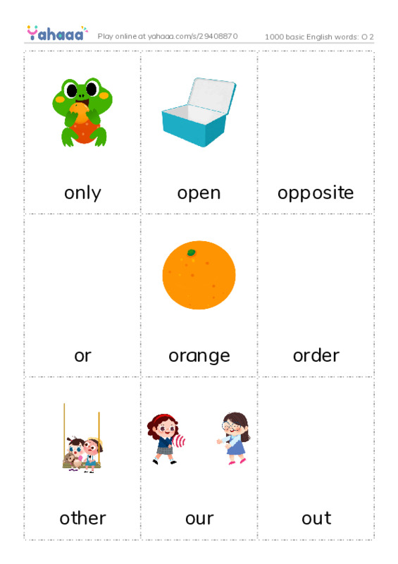 1000 basic English words: O 2 PDF flaschards with images