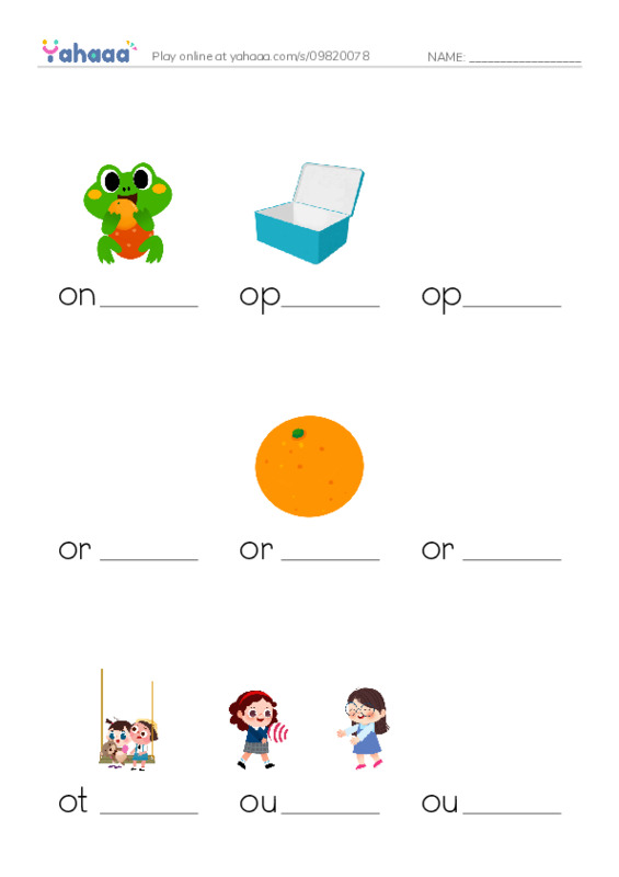 1000 basic English words: O 2 PDF worksheet to fill in words gaps