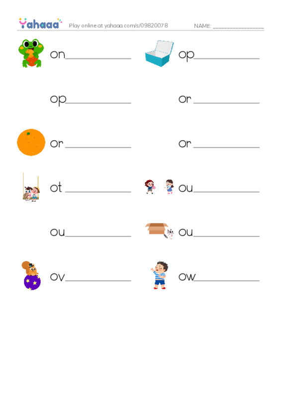 1000 basic English words: O 2 PDF worksheet writing row