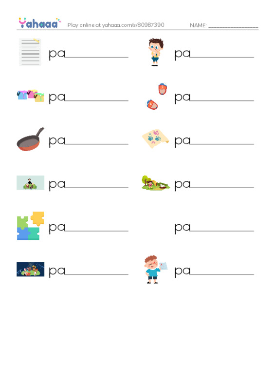 1000 basic English words: P 1 PDF worksheet writing row