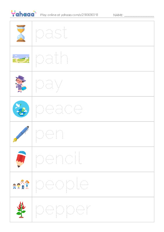 1000 basic English words: P 2 PDF one column image words