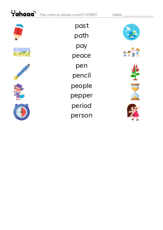 1000 basic English words: P 2 PDF three columns match words