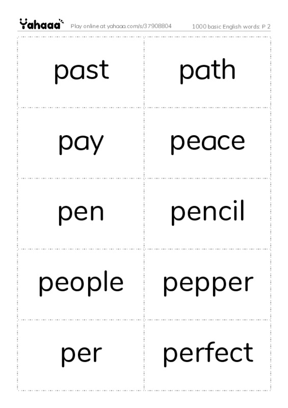 1000 basic English words: P 2 PDF two columns flashcards