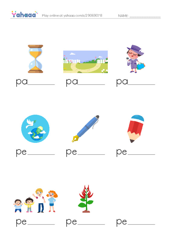 1000 basic English words: P 2 PDF worksheet to fill in words gaps