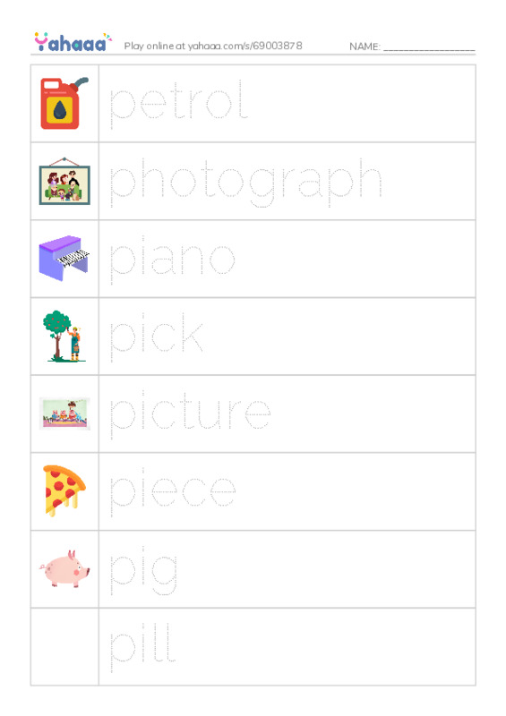 1000 basic English words: P 3 PDF one column image words