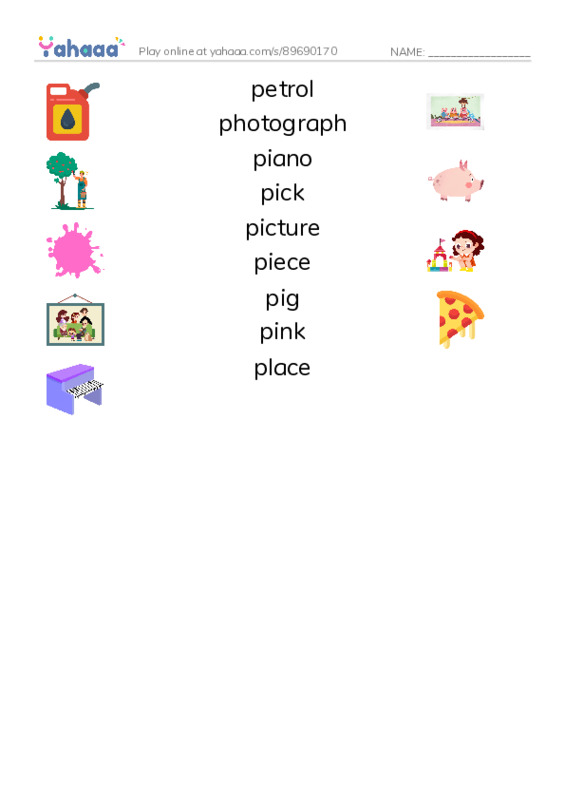 1000 basic English words: P 3 PDF three columns match words