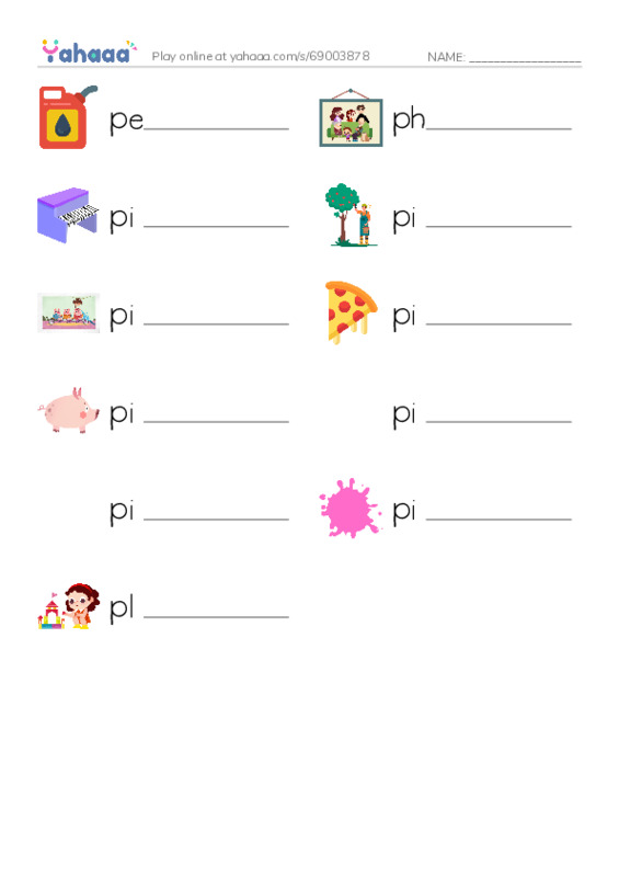1000 basic English words: P 3 PDF worksheet writing row